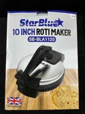 StarBlue 25.4cm Roti Maker Machine with Free Roti Heater and Removable Handle - Indian Chapati, Tortilla, Roti AC220-240V 50/60Hz 1200W, UK Plug