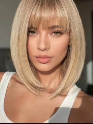 Wokestar Blonde bob Wigs for Women Synthetic Wig with Fringe
