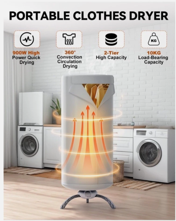 Screenshot 2025-12-02 184048 Compact Electric Clothes Dryer, 900W Heated Clothes Airer Drying Pod, 2-layer