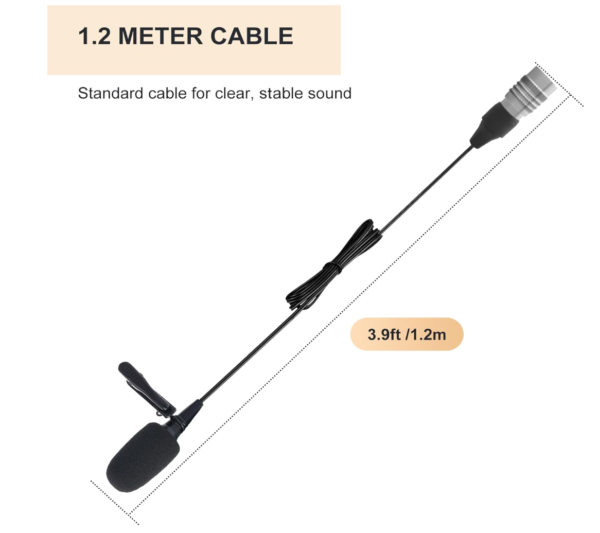 JTLAU Lavalier Clip-on Microphone Cardioid Condenser Mic for Sennheiser Wireless Systems – Black