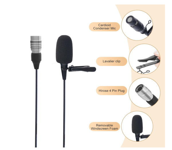 JTLAU Lavalier Clip-on Microphone Cardioid Condenser Mic for Sennheiser Wireless Systems – Black