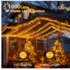 Ollny Outdoor Christmas Lights 15m 1000 LEDs Mains Powered Waterproof String Lights – Warm White