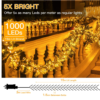 Ollny Outdoor Christmas Lights 15m 1000 LEDs Mains Powered Waterproof String Lights – Warm White