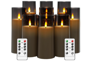 Screenshot 2025-12-02 222617 MozkeTo19 Flickering Flameless Candles Battery Operated with Remote and 2/4/6/8 H Timer Led Pillar Candles Pack of 9 (D2.3 xH 5" 6" 7") with Realistic Moving Wick Candles for Home Decor (Grey)