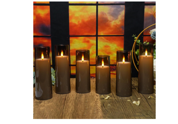MozkeTo19 Flickering Flameless Candles Battery Operated with Remote and 2/4/6/8 H Timer Led Pillar Candles Pack of 9 (D2.3 xH 5" 6" 7") with Realistic Moving Wick Candles for Home Decor (Grey)