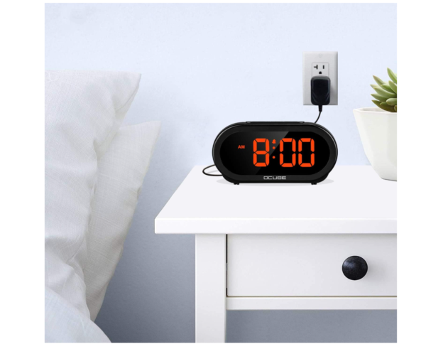 Screenshot 2025-12-02 235312 LED Digital Alarm Clock USB Charging, Adjustable Volume & Brightness – White