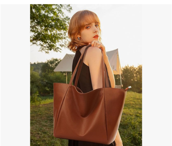 Screenshot 2025-12-06 233125 Large Tote Bags for Women PU Leather Handbags with Zipper – Black