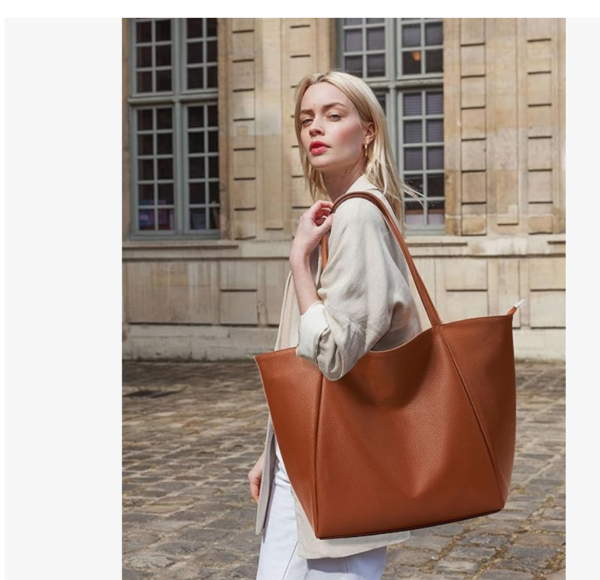 Screenshot 2025-12-06 233132 Large Tote Bags for Women PU Leather Handbags with Zipper – Black