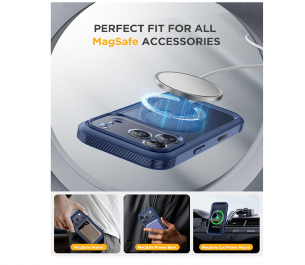 Miracase Magnetic iPhone 17 Pro Case Full Body Bumper with Screen Protector – Blue