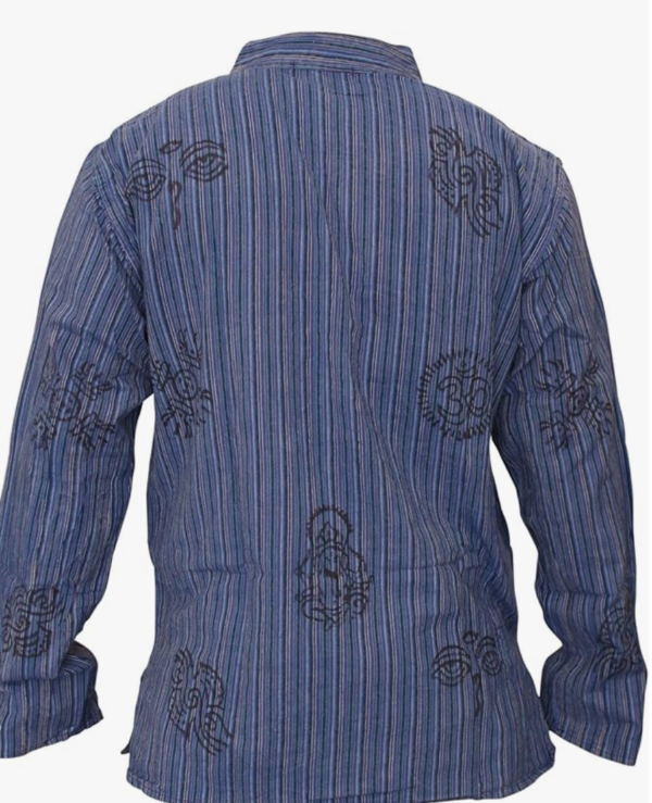 Screenshot 2025-12-08 191808 Unisex Stonewashed Striped Grandad Shirt Lightweight – Blue M