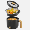 Electric Hot Pot with Steamer, 1.5L Portable Non-Stick Mini Multifunctional Cook