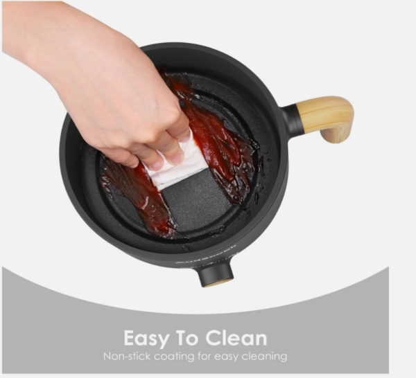 Electric Hot Pot with Steamer, 1.5L Portable Non-Stick Mini Multifunctional Cook