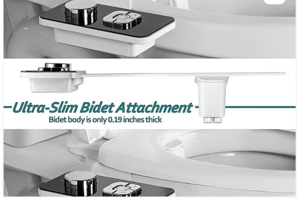 Non-Electric Cold Water Bidet Toilet Seat Attachment with Dual Nozzles – Black
