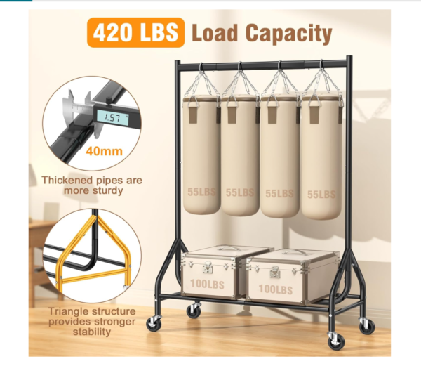 Screenshot 2025-12-29 135025 EAGMAK Heavy Duty Clothes Rail Load 180 KG, Rolling Garment Rail with Lockable Wheels, Standing Metal Clothing Rack, Portable Wardrobe Rack Sturdy Coat Hanging Rail for Hanging Clothes (Black)