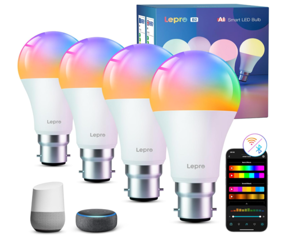 Screenshot 2025-12-30 040727 Lepro AI Smart Bulb B22, 1100lm WiFi Bulb, Music Sync Colour Changing Light Bulbs, Personalized AI Lighting Designer, Dimmable, Voice Control, Works with Alexa & Google Assistant, 4 Packs