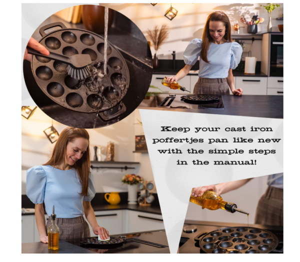 IRONO Poffertjes Pan - Mini Pancake Maker - Pancake Pan - 19 Mini Pancakes - Eggs Crepe Pan - Cast Iron