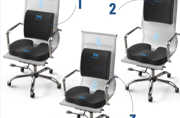 Memory Foam Seat Cushion & Back Support for Office Chair, Car, Travel – Black