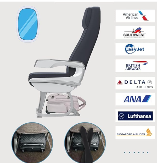 KROSER Carry On Underseat Multi-functional, 16-inch Underseater Lightweight Overnight Suitcase for Women, Grey Pink