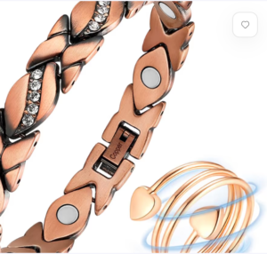 Vicmag Copper Magnetic Bracelet for Women – Adjustable Length, Love Turquoise