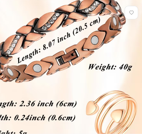 Screenshot 2025-12-30 045039 Vicmag Copper Magnetic Bracelet for Women – Adjustable Length, Love Turquoise