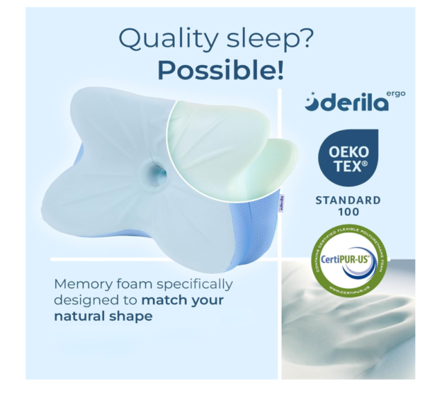 DERILA ERGO Memory Foam Pillow for Neck Support – Ergonomic Design