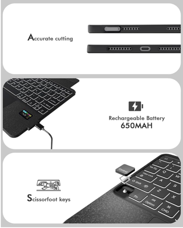 Screenshot 2025-12-31 033652 Keyboard Case with LCD Display Backlit Wireless Folio for iPad Air 11 Inch 2025/2024 – Black