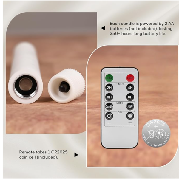 Screenshot 2025-12-31 034159 Eywamage Flameless LED Taper Candles Set of 6 with Remote Timer – White