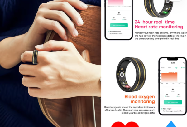 Smart Ring Heart Rate Blood Pressure Monitor Sleep Tracker – Waterproof for Men Women