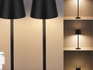 Screenshot VARICART Cordless Table Lamp 2 Pack, 5000mAh Battery Operated Table Lamps IP54 Waterproof with 3 Color Modes USB-C Rechargeable Night Light, Touch Control Lamp for Bedroom Indoor Outdoor(Black)