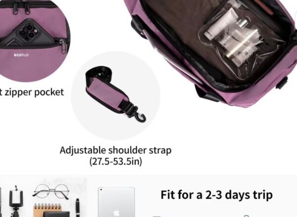 ECOHUB Ryanair Cabin Bag Underseat Luggage with Shoulder Strap – Pink