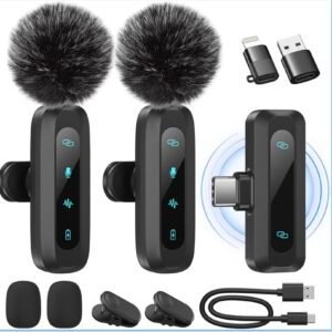 Screenshot Wireless Lavalier Microphone for iPhone, iPad, Android Phone, 2-Pack Mini Microphone with Noise Reduction, Auto Pairing and Mute & Reverb for Vlogging, Video Recording, TikTok, YouTube - Plug & Play