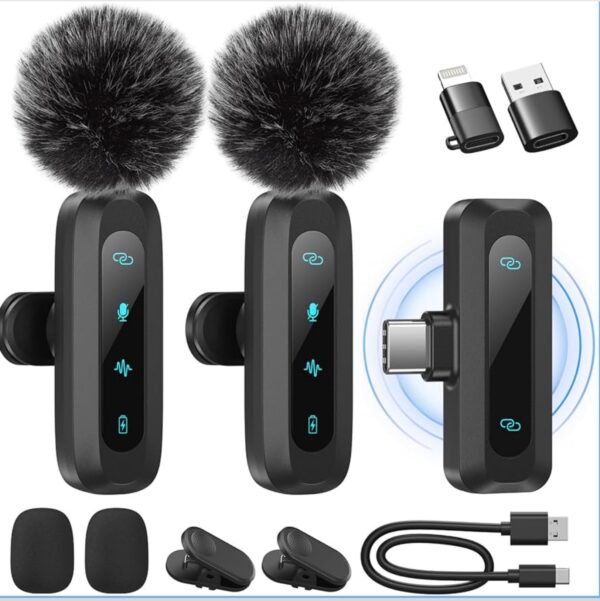 Screenshot Wireless Lavalier Microphone for iPhone, iPad, Android Phone, 2-Pack Mini Microphone with Noise Reduction, Auto Pairing and Mute & Reverb for Vlogging, Video Recording, TikTok, YouTube - Plug & Play