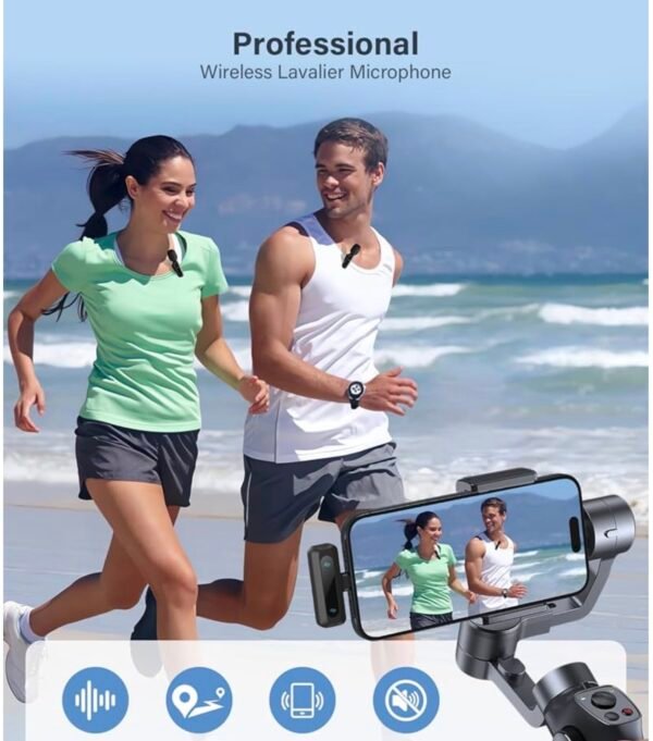 Screenshot Wireless Lavalier Microphone for iPhone, iPad, Android Phone, 2-Pack Mini Microphone with Noise Reduction, Auto Pairing and Mute & Reverb for Vlogging, Video Recording, TikTok, YouTube - Plug & Play