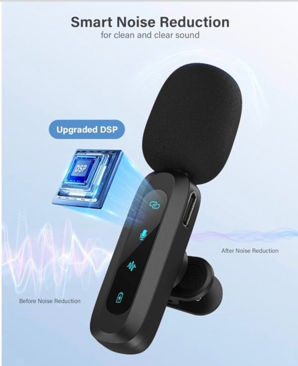 Screenshot Wireless Lavalier Microphone for iPhone, iPad, Android Phone, 2-Pack Mini Microphone with Noise Reduction, Auto Pairing and Mute & Reverb for Vlogging, Video Recording, TikTok, YouTube - Plug & Play