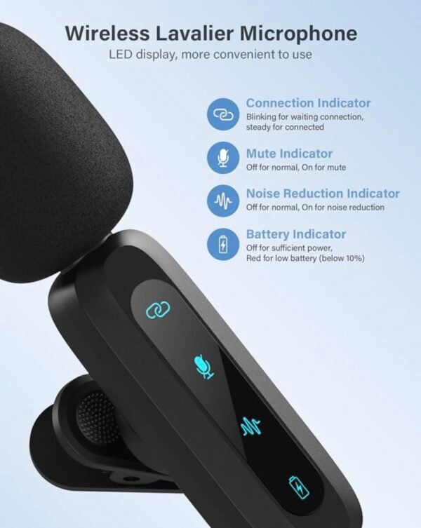 Screenshot Wireless Lavalier Microphone for iPhone, iPad, Android Phone, 2-Pack Mini Microphone with Noise Reduction, Auto Pairing and Mute & Reverb for Vlogging, Video Recording, TikTok, YouTube - Plug & Play