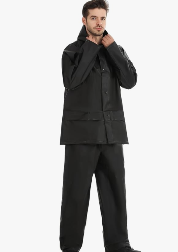 Ultra-Lite Rain Suit Waterproof Protective Coat and Pants – Black M