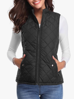 Screenshot 2025-12-08 201000 fuinloth Women's Quilted Gilet, Lightweight Body Warmer Zip Padded Stand Collar Vest Black Small