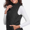fuinloth Women's Quilted Gilet, Lightweight Body Warmer Zip Padded Stand Collar Vest Black Small