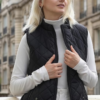 fuinloth Women's Quilted Gilet, Lightweight Body Warmer Zip Padded Stand Collar Vest Black Small