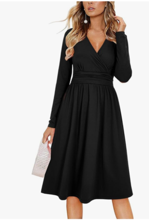 Screenshot 2025-12-08 202908 OUGES Women's Floral Party Dress Long Sleeve V Neck with Pockets – Black XXL