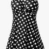 Womens Plus Size Floral Swimsuit with Skirt – Polka Dots L