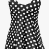 Womens Plus Size Floral Swimsuit with Skirt – Polka Dots L