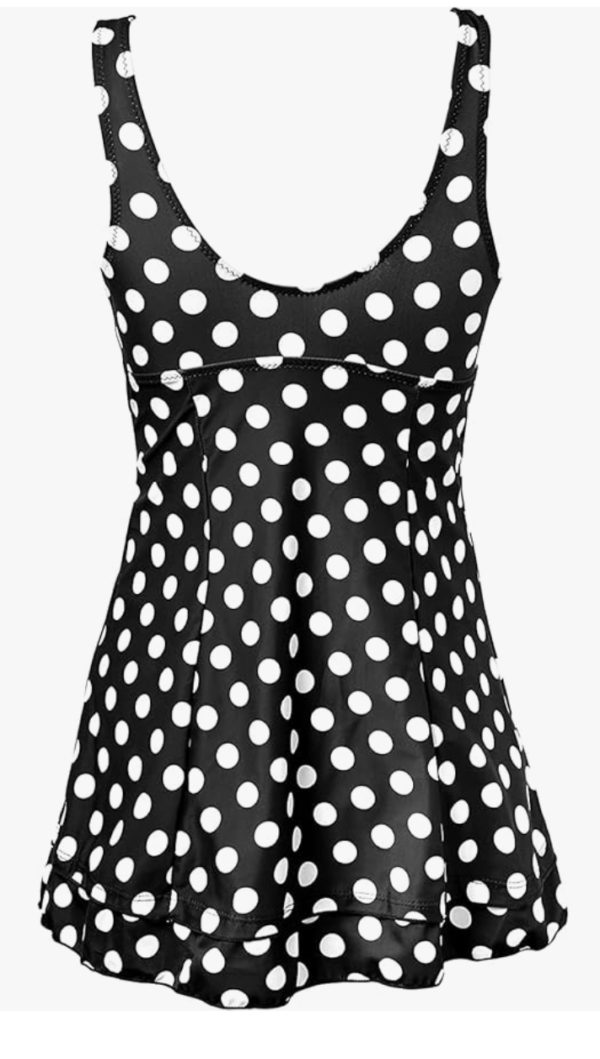 Womens Plus Size Floral Swimsuit with Skirt – Polka Dots L