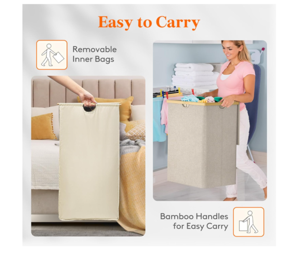 Screenshot 2026-01-02 030819 Lifewit 160L Double Laundry Hamper with Lid, Extra Large Bamboo Laundry Basket Dirty Clothes Hamper, 2 Section Laundry Bin Organizer for Laundry Room Bedroom with 2 Removable Liners & Bags, Beige