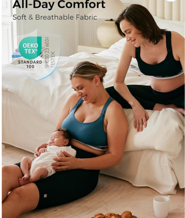 Low-Impact Nursing Sports Bra for Breastfeeding – Black Size L