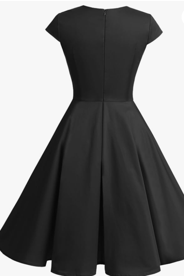 Screenshot 2026-01-02 042442 Women's 50s 60s A-Line Rockabilly Swing Dress Cap Sleeve – Black M