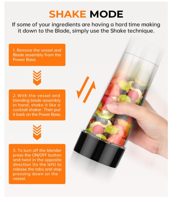 Smoothie Blender Personal Size 650ml Cups Non-BPA with Grinding Cup – Black