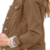 Women's Plus Size Brown Denim Jacket Casual Fall Size M