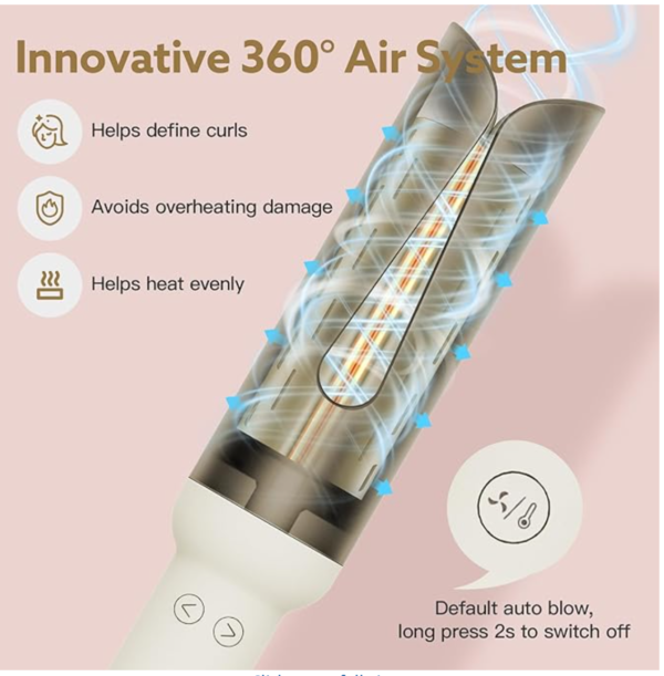 webeauty Automatic Hair Curler,Rotating Hair Curler with Innovative Air System, Curling Tongs,Curling Wand,100-240V,180°- 230°C,27mm Heating Panel