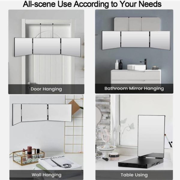 Screenshot 2026-01-10 232734 Vanexiss 3 Way Mirror,360 Mirror Self Cut Hair,Adjustable & Foldable Portable Trifold Mirror with Height Retractable Hook,for DIY Haircut,Hair Coloring,Hair Braiding,Shaving,Makeup